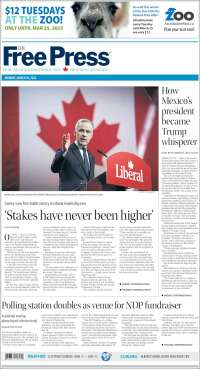 Portada de Winnipeg Free Press (Canadá)