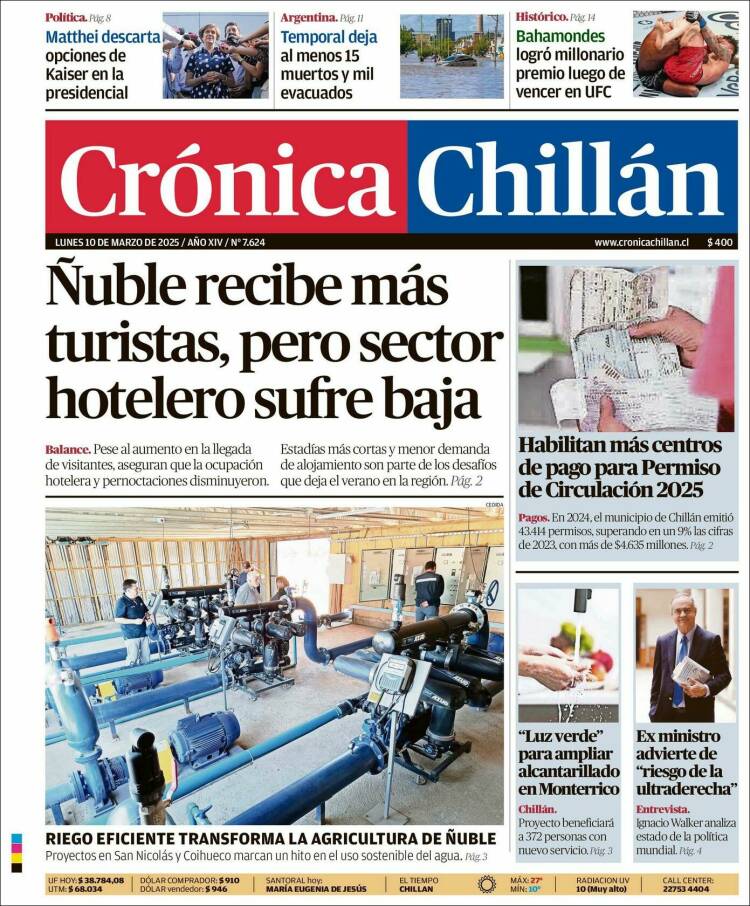 Portada de Crónica Chillán (Chile)