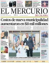 Portada de El Mercurio - Calama (Chile)