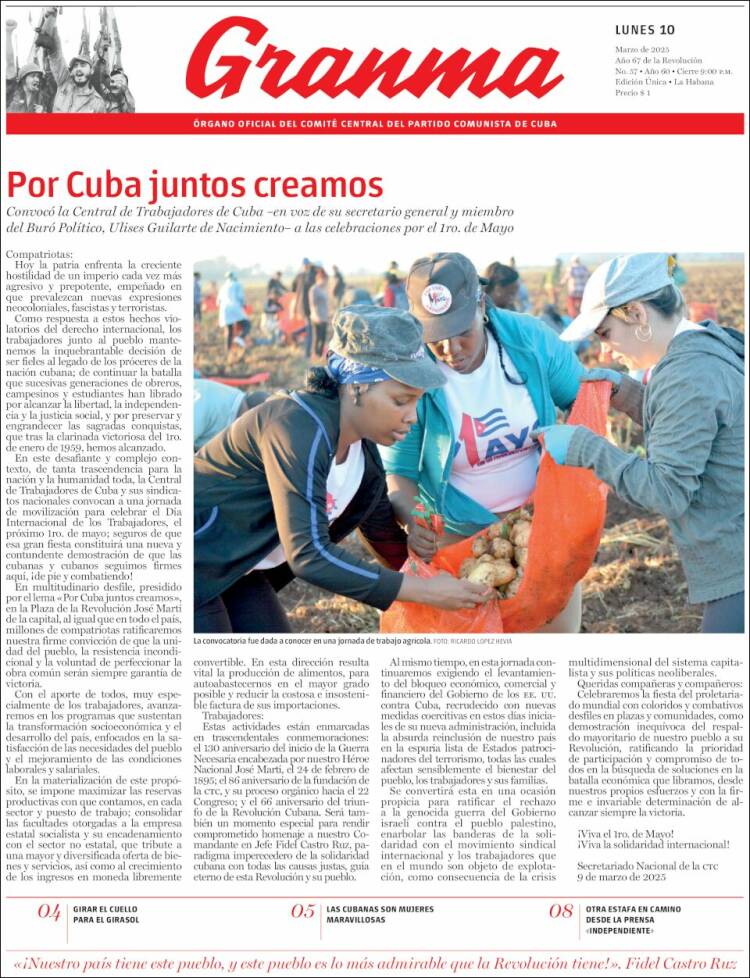 Portada de Granma (Cuba)