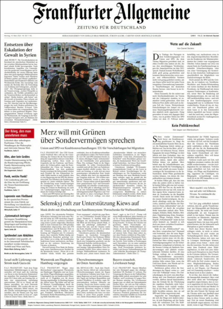 Portada de Frankfurter Allgemeine (Alemania)