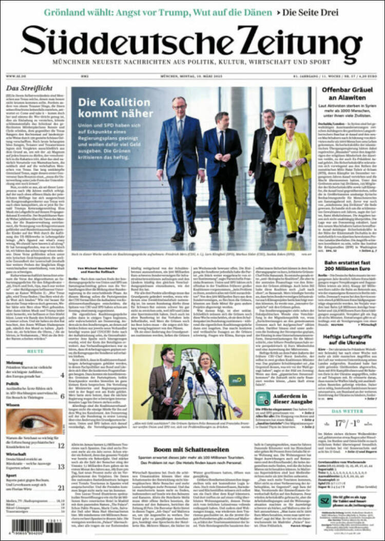 Portada de Sueddeutsche (Alemania)
