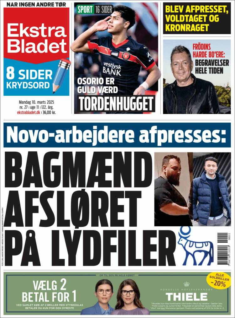 Portada de Ekstra Bladet (Dinamarca)