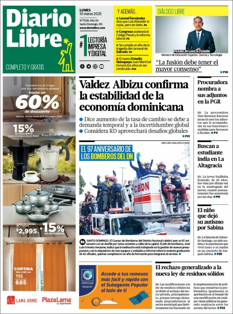 Portada de Diario Libre (R. Dominicana)