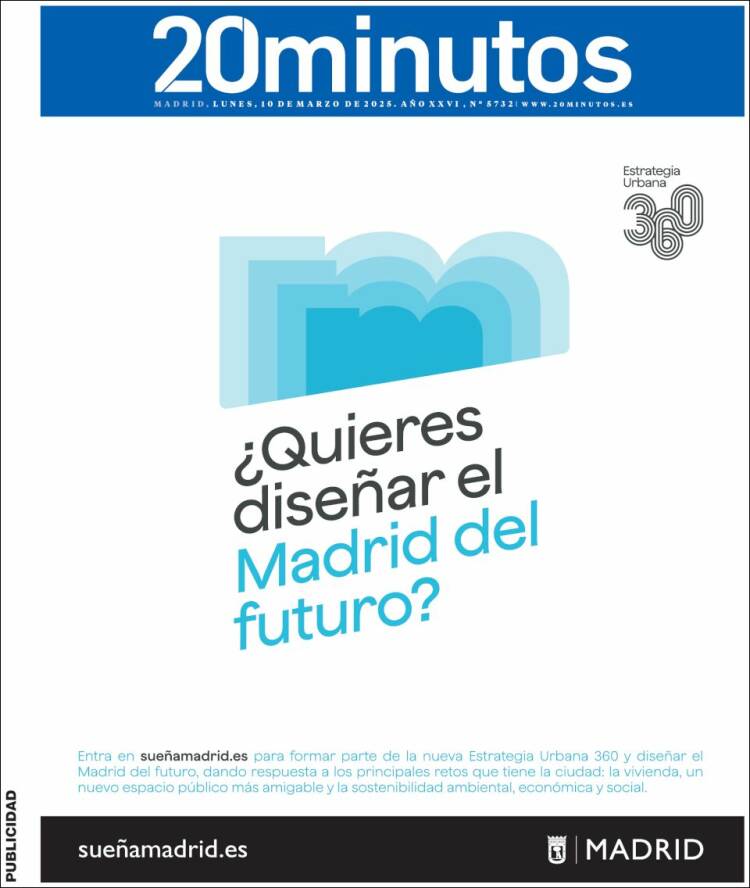 Portada de 20 Minutos - Madrid (España)