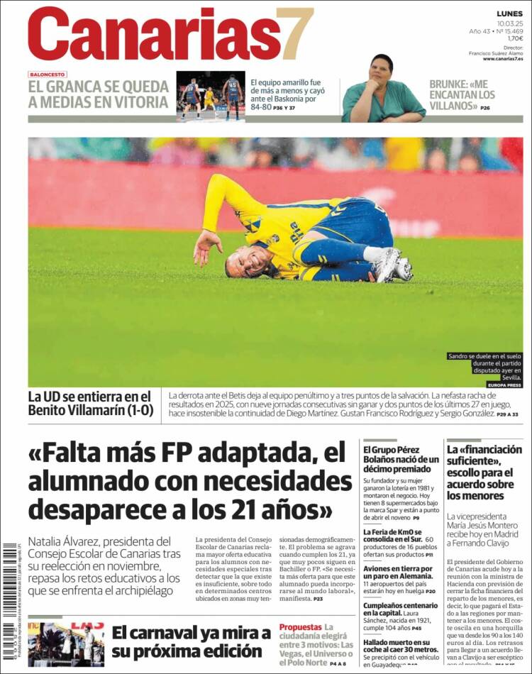 Portada de Canarias 7 (España)