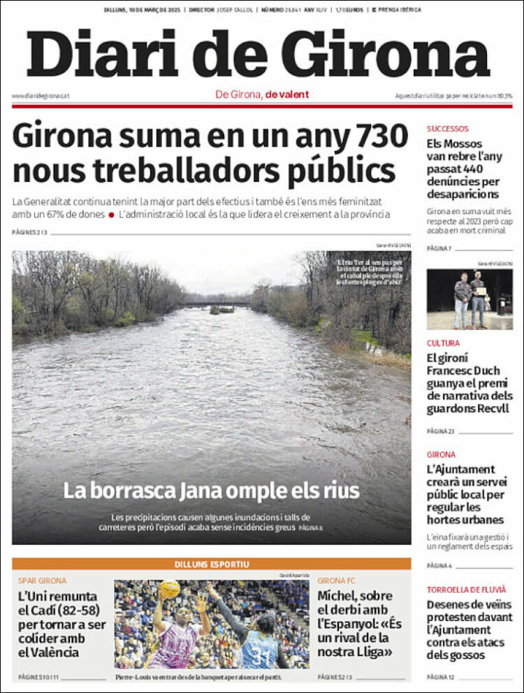 Portada de Diari de Girona (España)