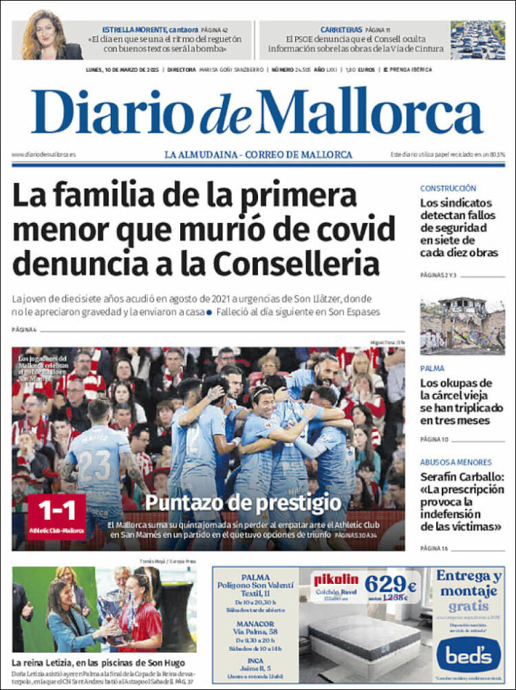 Portada de Diario de Mallorca (España)