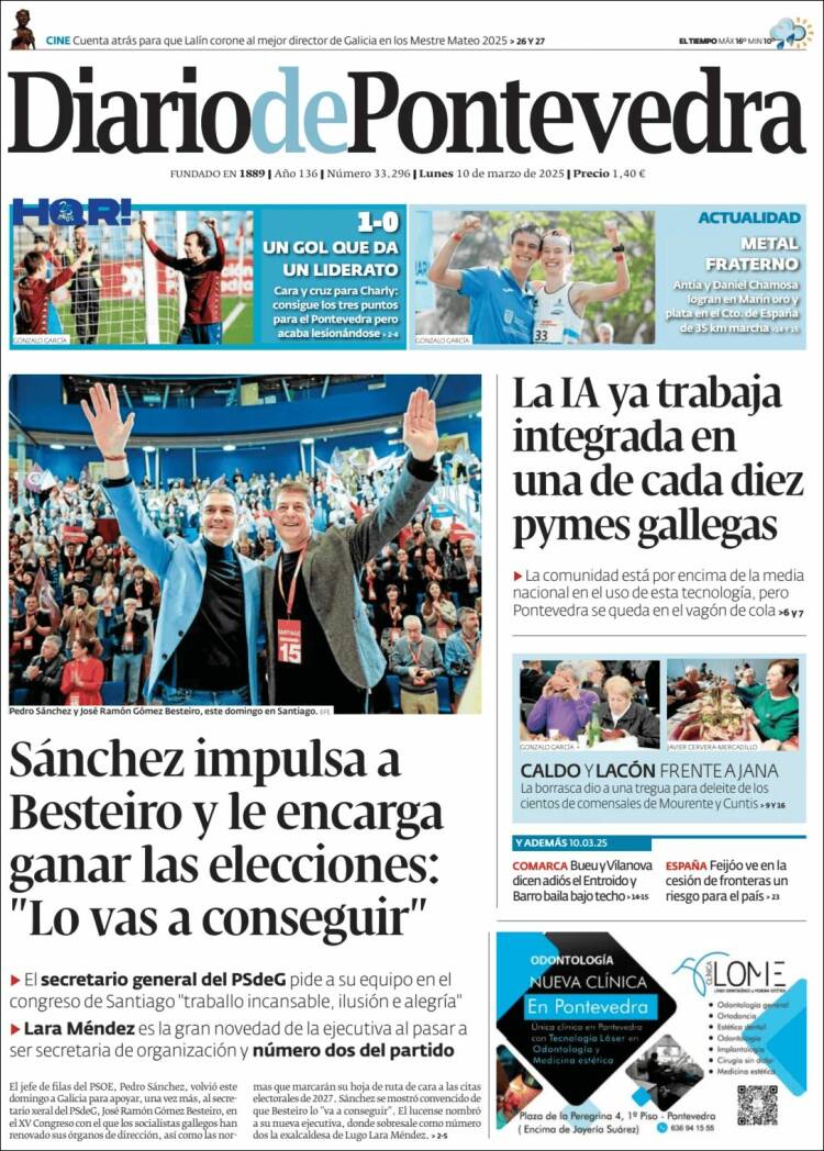 Portada de Diario de Pontevedra (España)