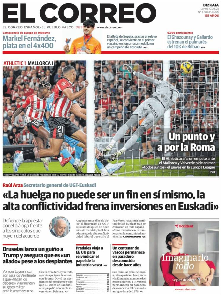 Portada de El Correo (España)