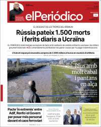 Portada de El Periódico de Catalunya (España)