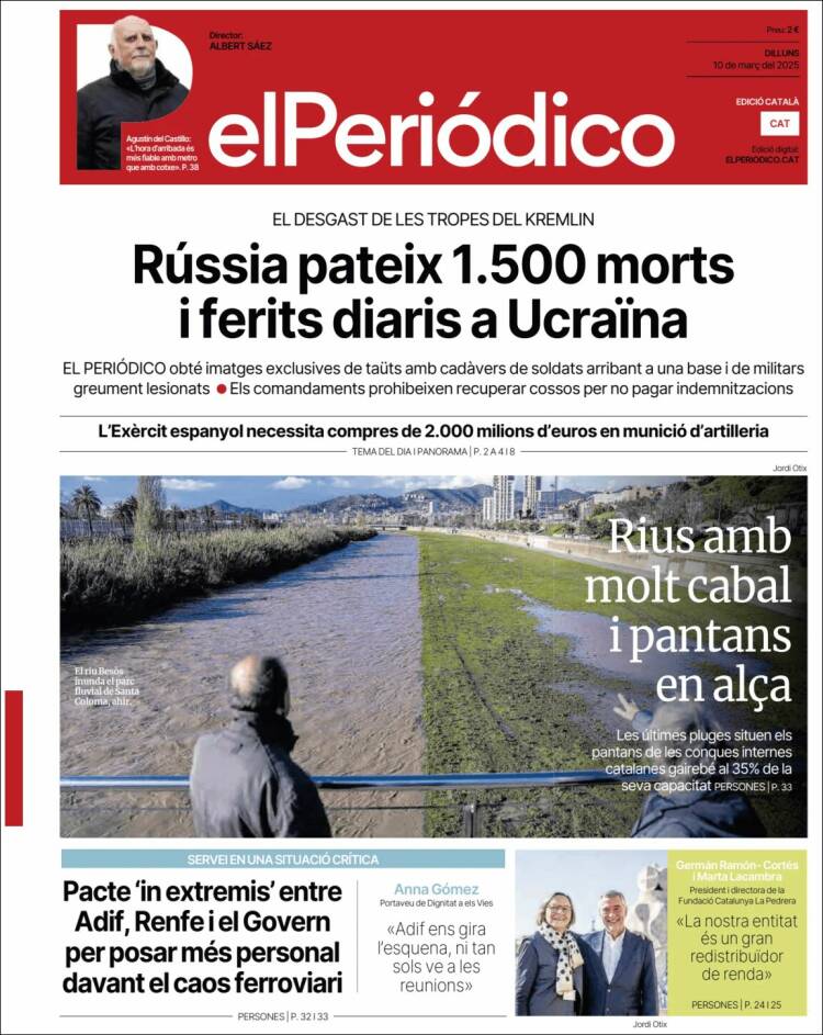 Portada de El Periódico de Catalunya (España)