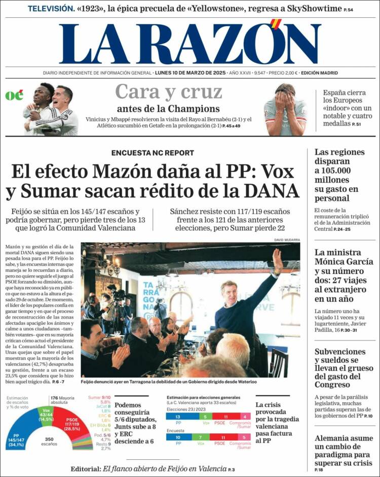 Portada de La Razón (España)