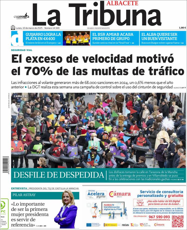 Portada de La Tribuna de Albacete (España)