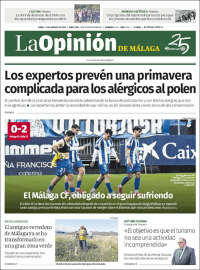 Portada de La Opinión de Málaga (España)