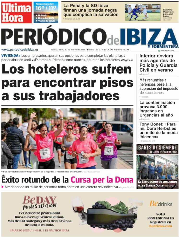 Portada de Periódico de Ibiza (España)