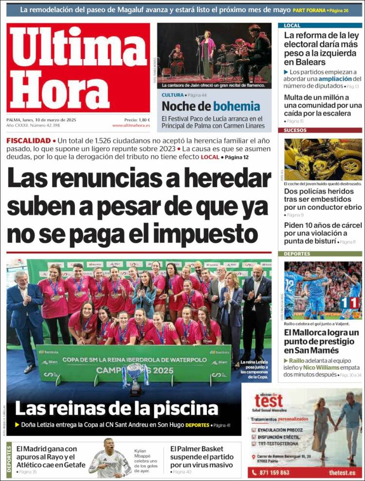 Portada de Última Hora (España)