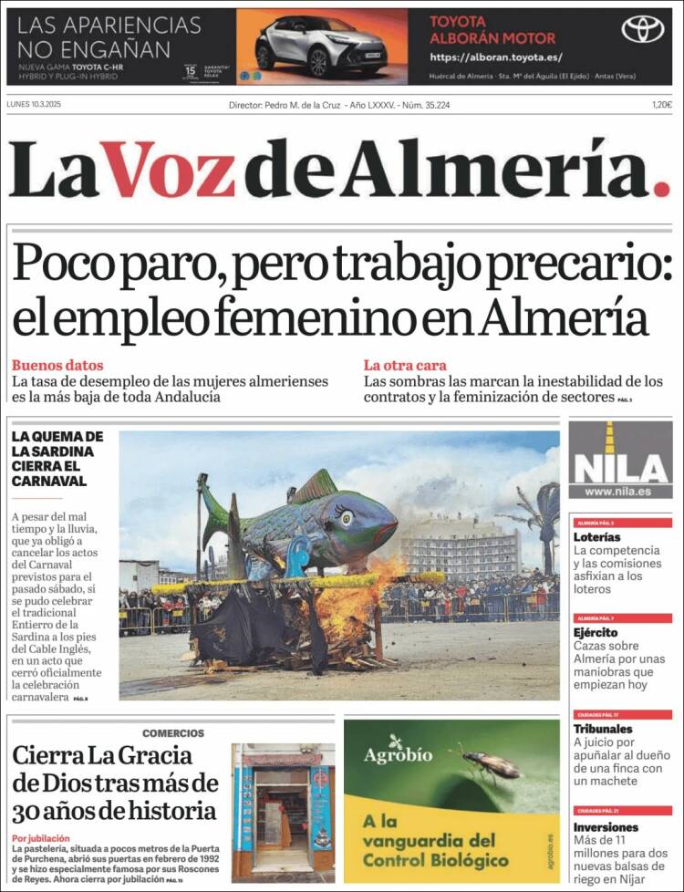 Portada de La Voz de Almería (España)