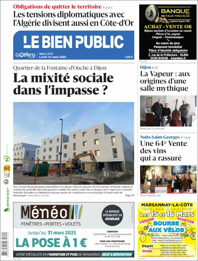 Portada de Le Bien Public (Francia)