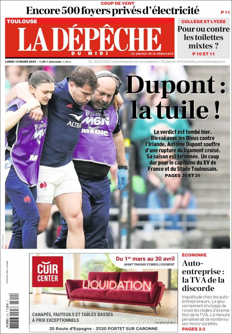 Portada de La Dépêche du Midi (Francia)