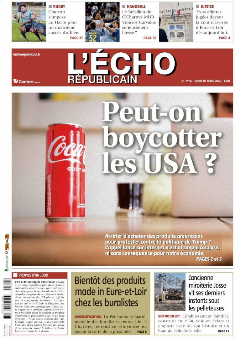 Portada de L'Echo Républicain (Francia)