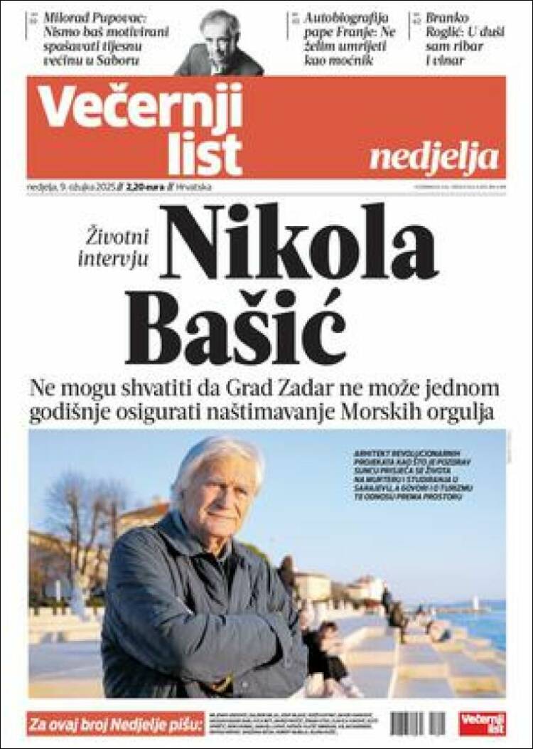 Portada de Večernji (Croacia)