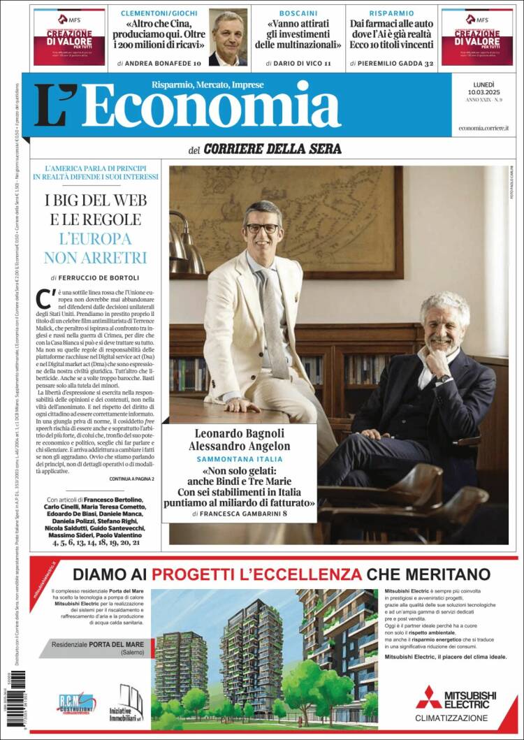 Portada de L'Economia (Italia)