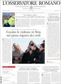 Portada de L'Osservatore Romano (Italia)