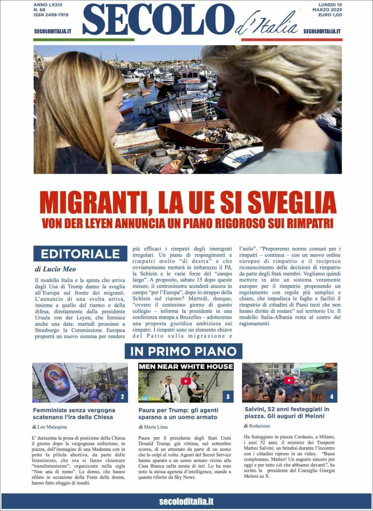 Portada de Secolo d'Italia (Italia)