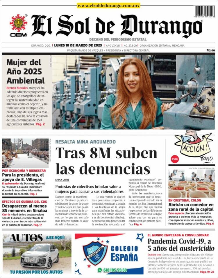 Portada de El Sol de Durango (Mexico)