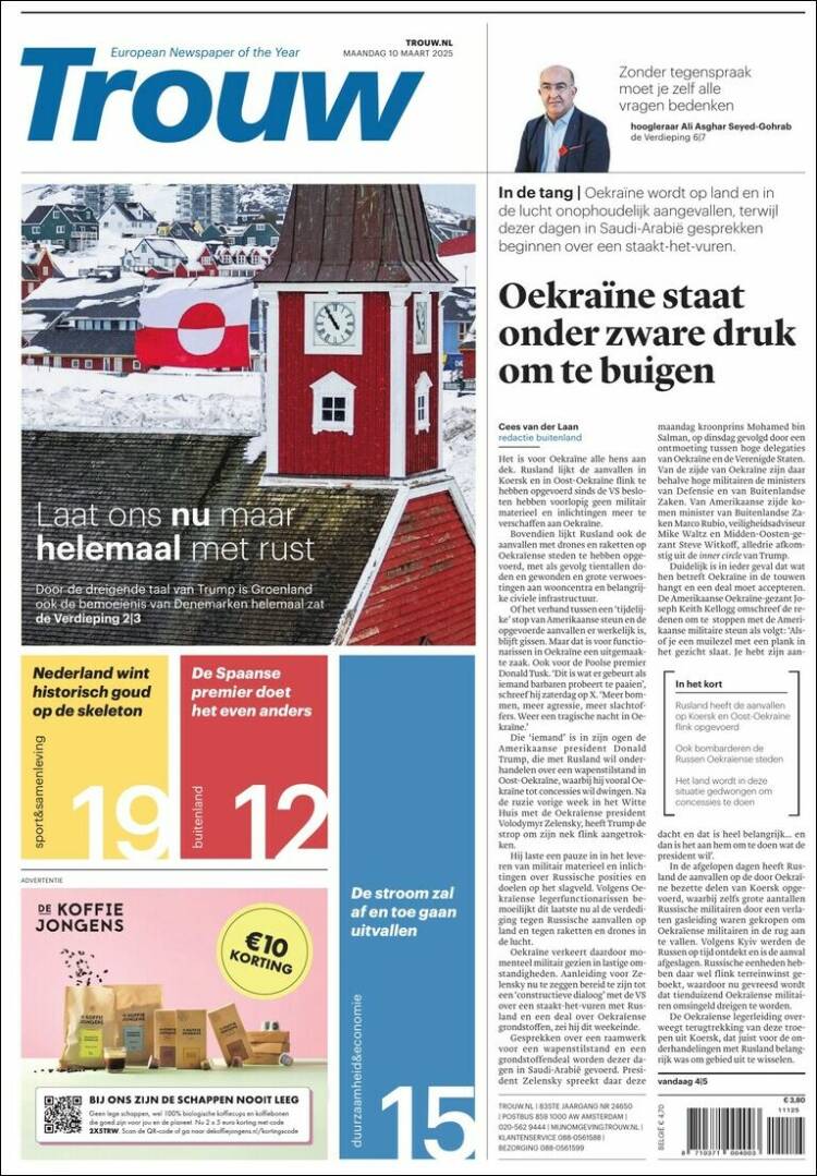 Portada de Trouw (Países Bajos)