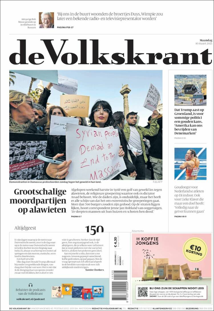 Portada de De Volkskrant (Países Bajos)