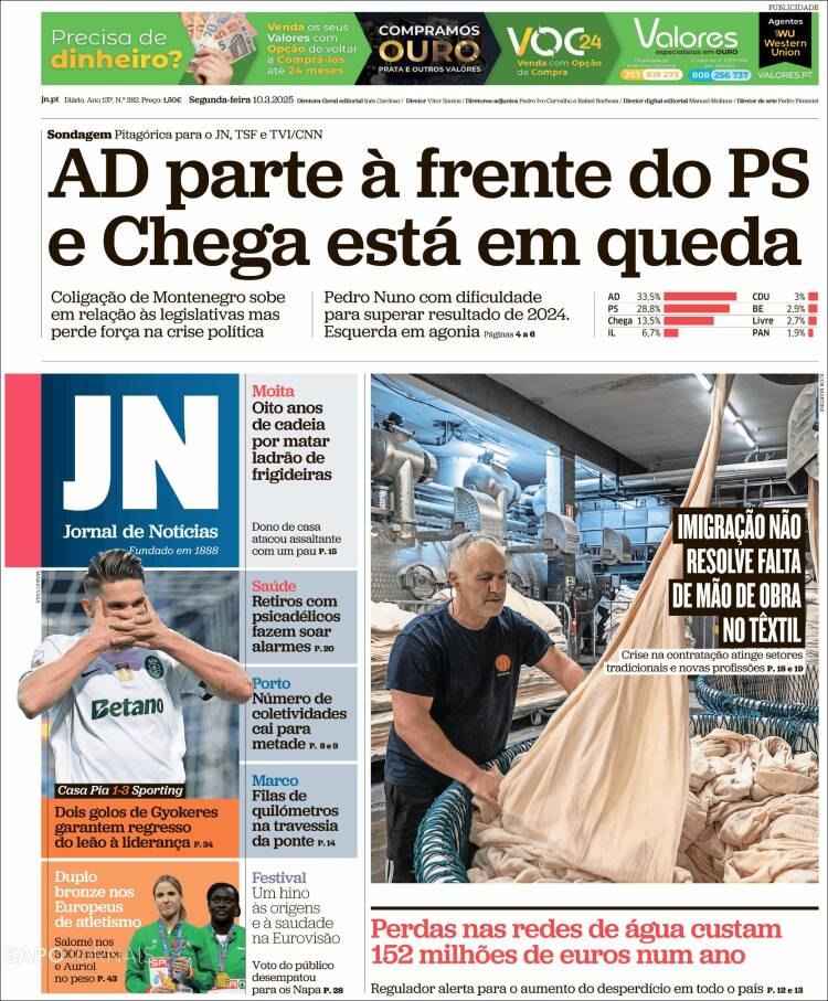 Portada de Jornal de Notícias (Portugal)