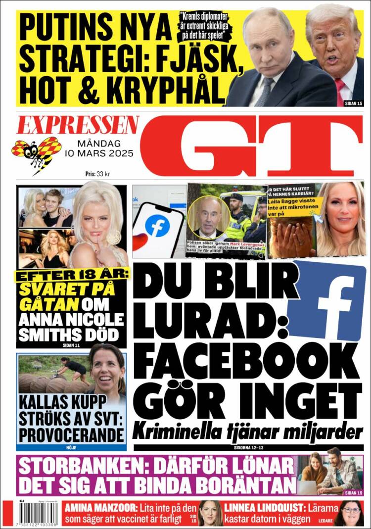 Portada de Göteborgstidningen (Suecia)