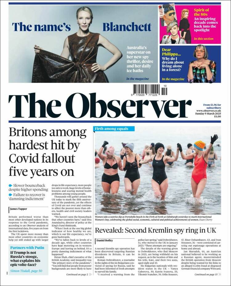 Portada de The Observer (United Kingdom)