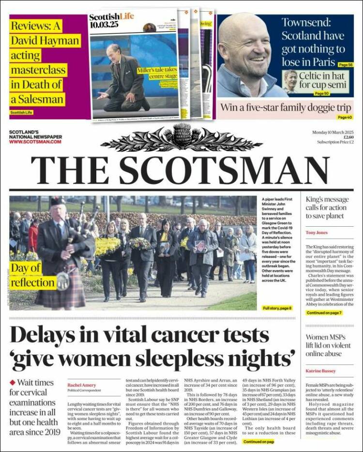 Portada de The Scotsman (Reino Unido)