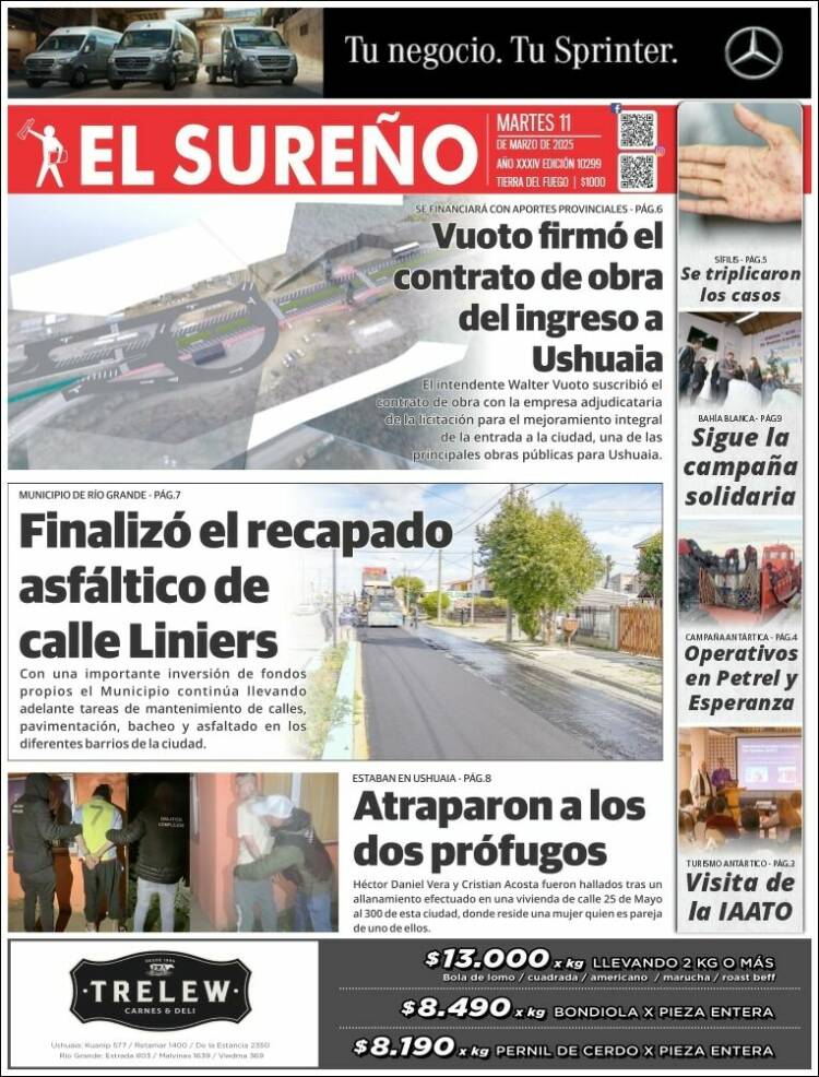 Portada de Diario El Sureño (Argentina)