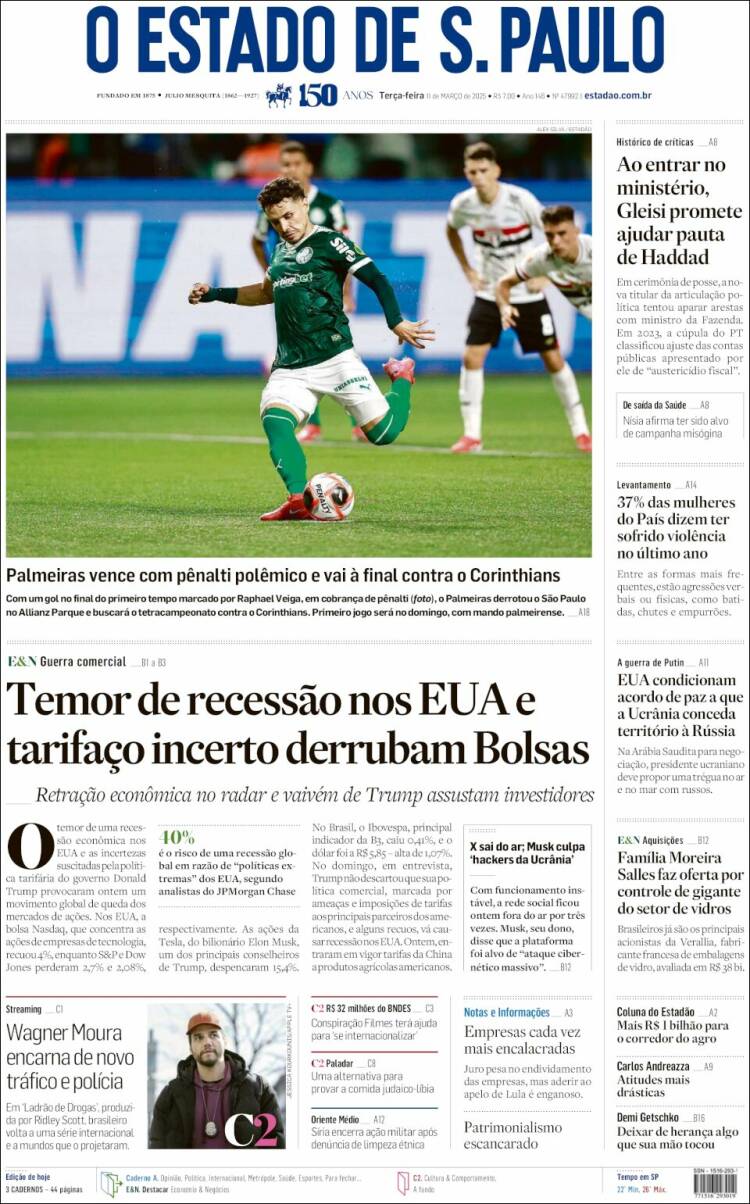 Portada de O Estado de São Paulo (Brasil)