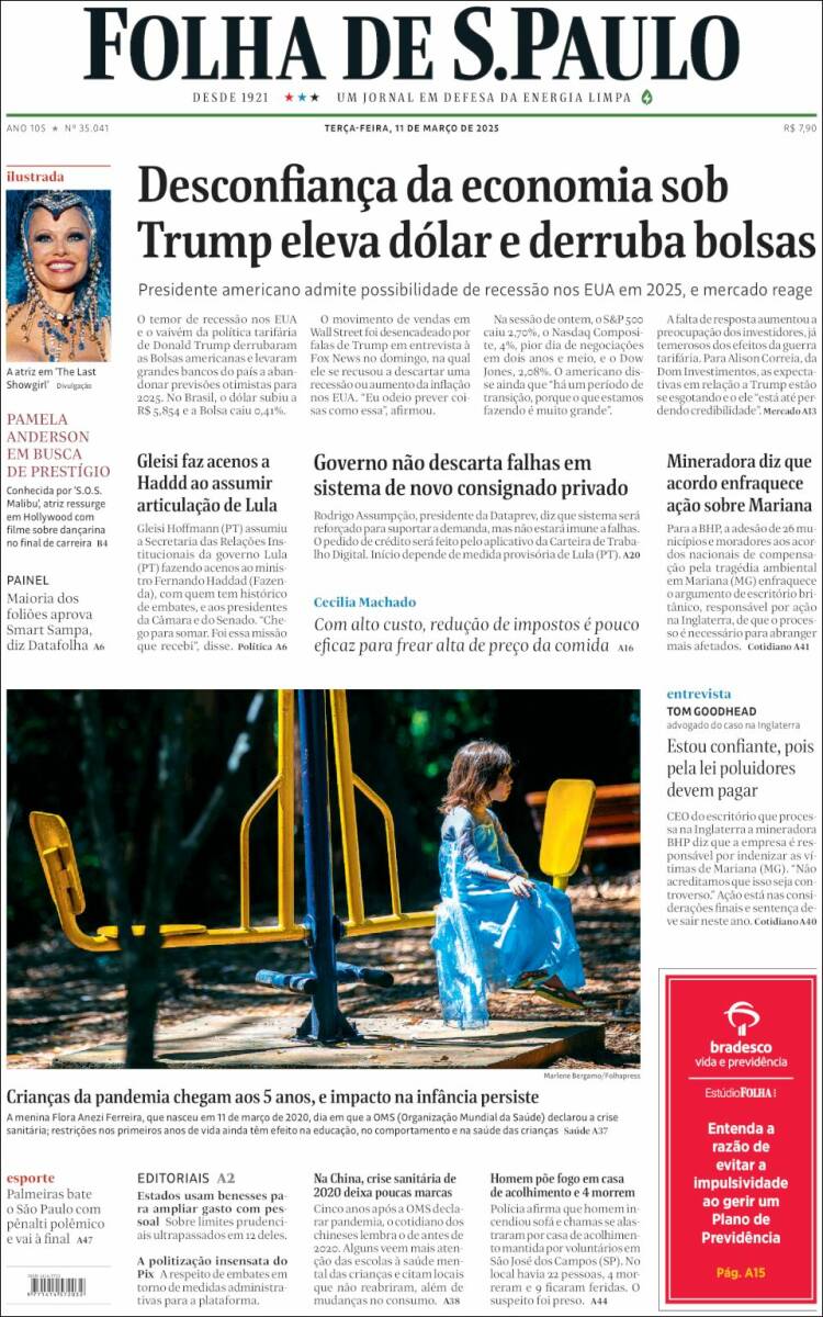 Portada de Folha de São Paulo (Brasil)