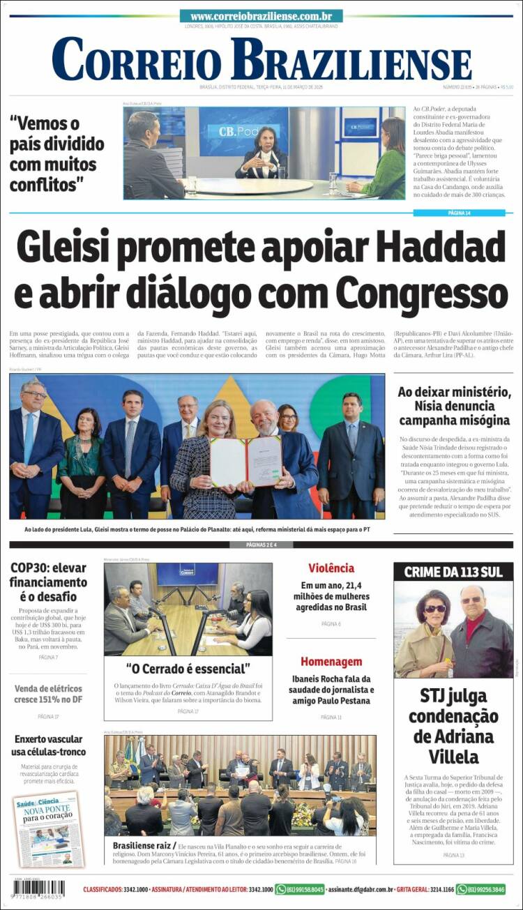 Portada de Correio Braziliense (Brasil)