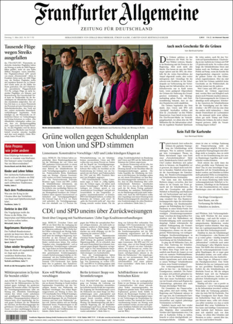 Portada de Frankfurter Allgemeine (Alemania)