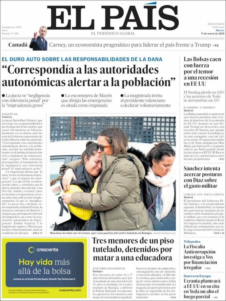 Portada de El País (España)