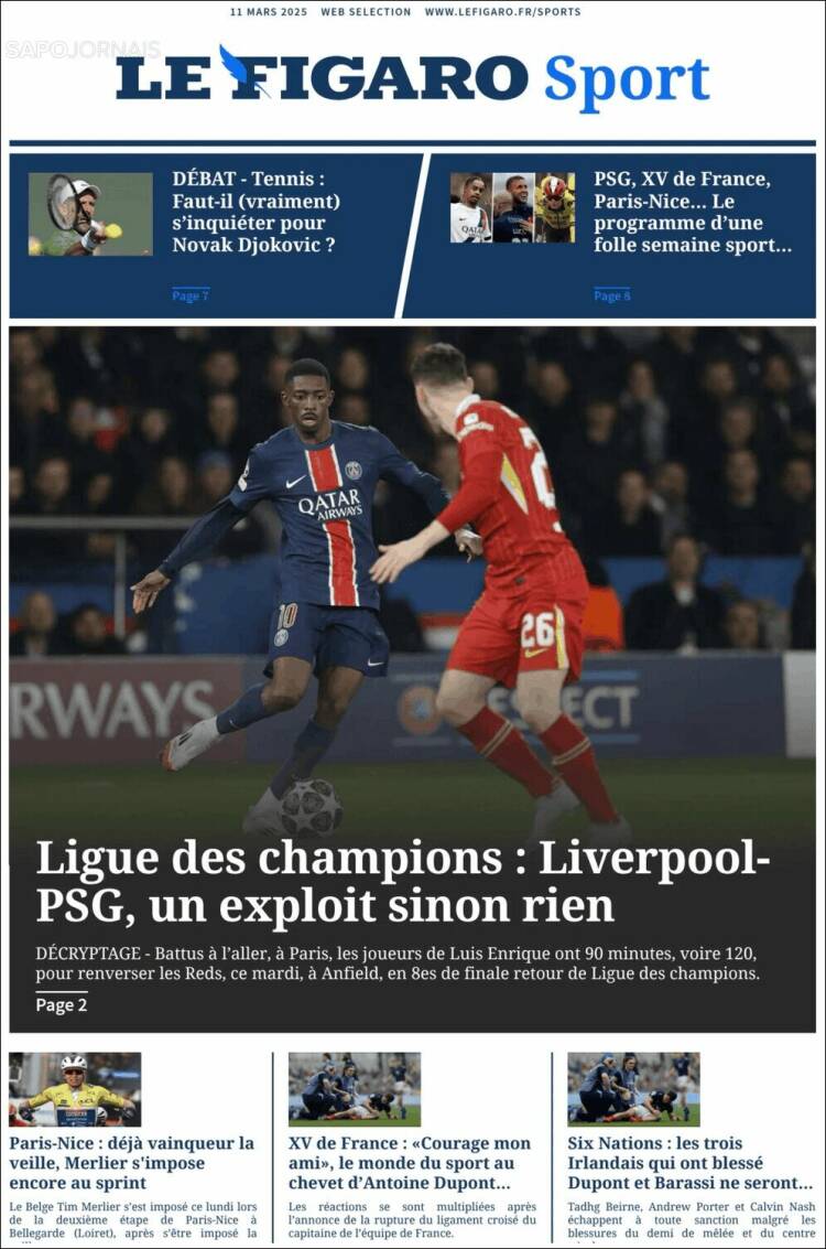 Portada de Le Figaro Sport (Francia)