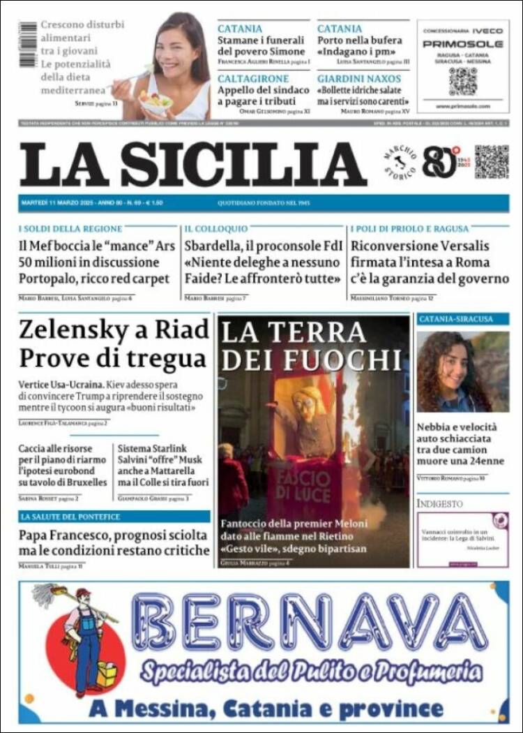 Portada de La Sicilia (Italia)