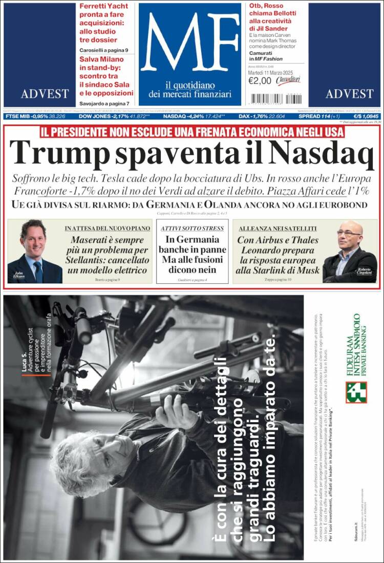 Portada de Milano Finanza (Italia)