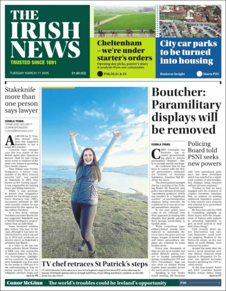 Portada de Irish News (Reino Unido)