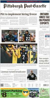 Portada de Pittsburgh Post-Gazette (USA)