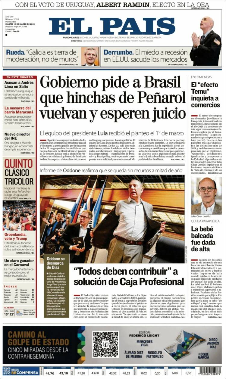 Portada de El País (Uruguay)