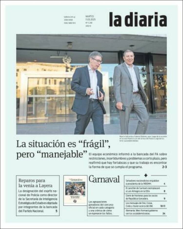 Portada de La Diaria (Uruguay)