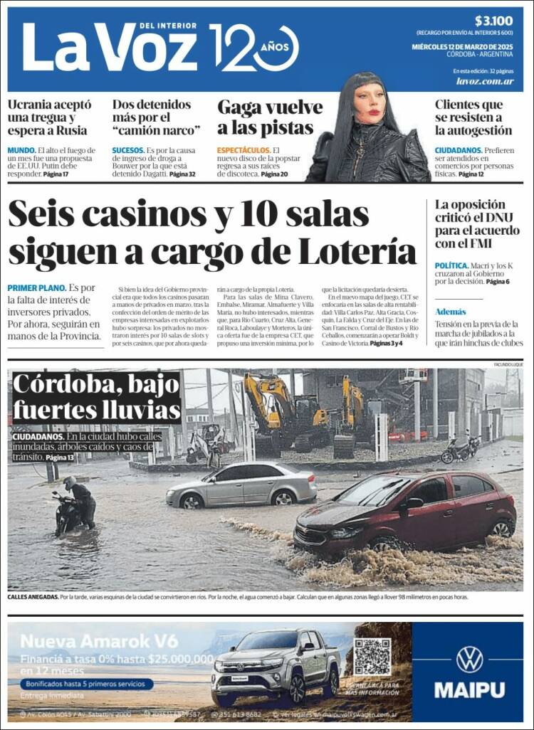 Portada de La Voz del Interior (Argentina)